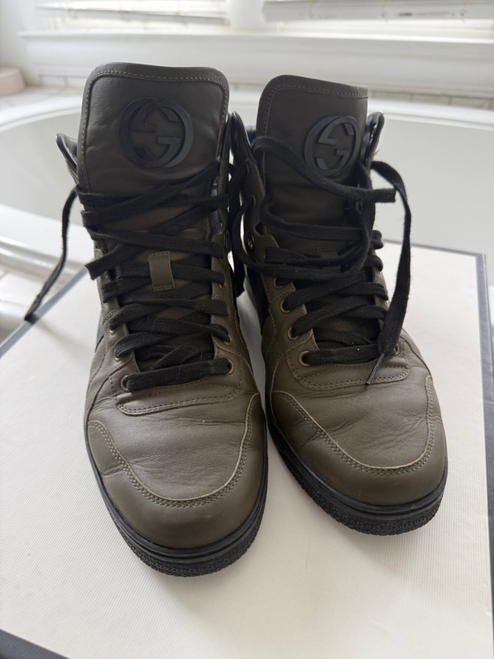 Gucci Men's High-Top Sneakers in Olive